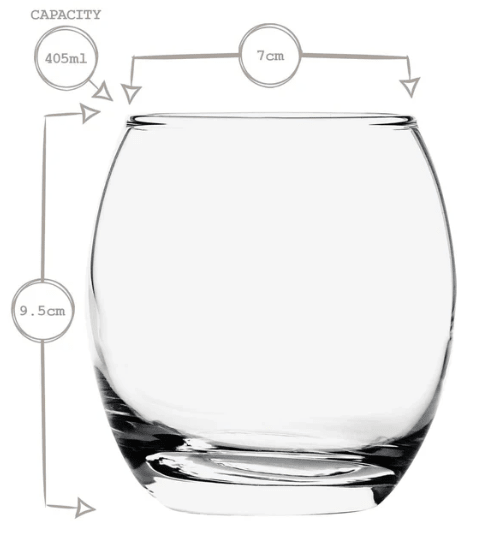 Short Glass Tumbler (405ml) – custom engraved gift by Kiwi Creations