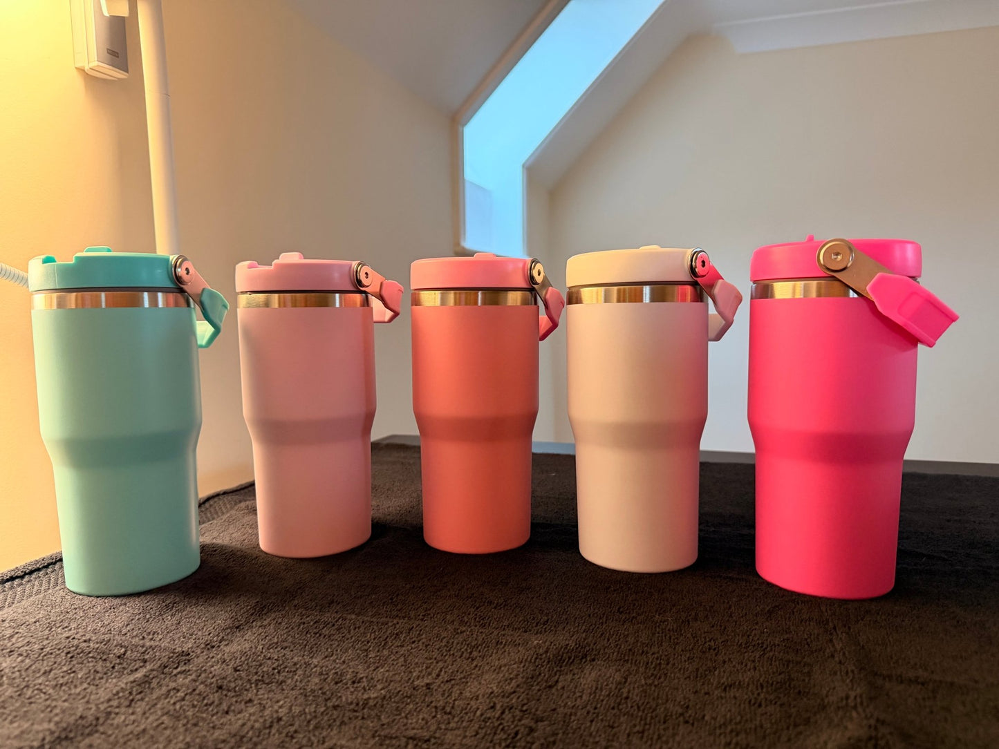 20oz Stainless Steel Tumbler (Flip straw with handle on top) – custom engraved gift by Kiwi Creations