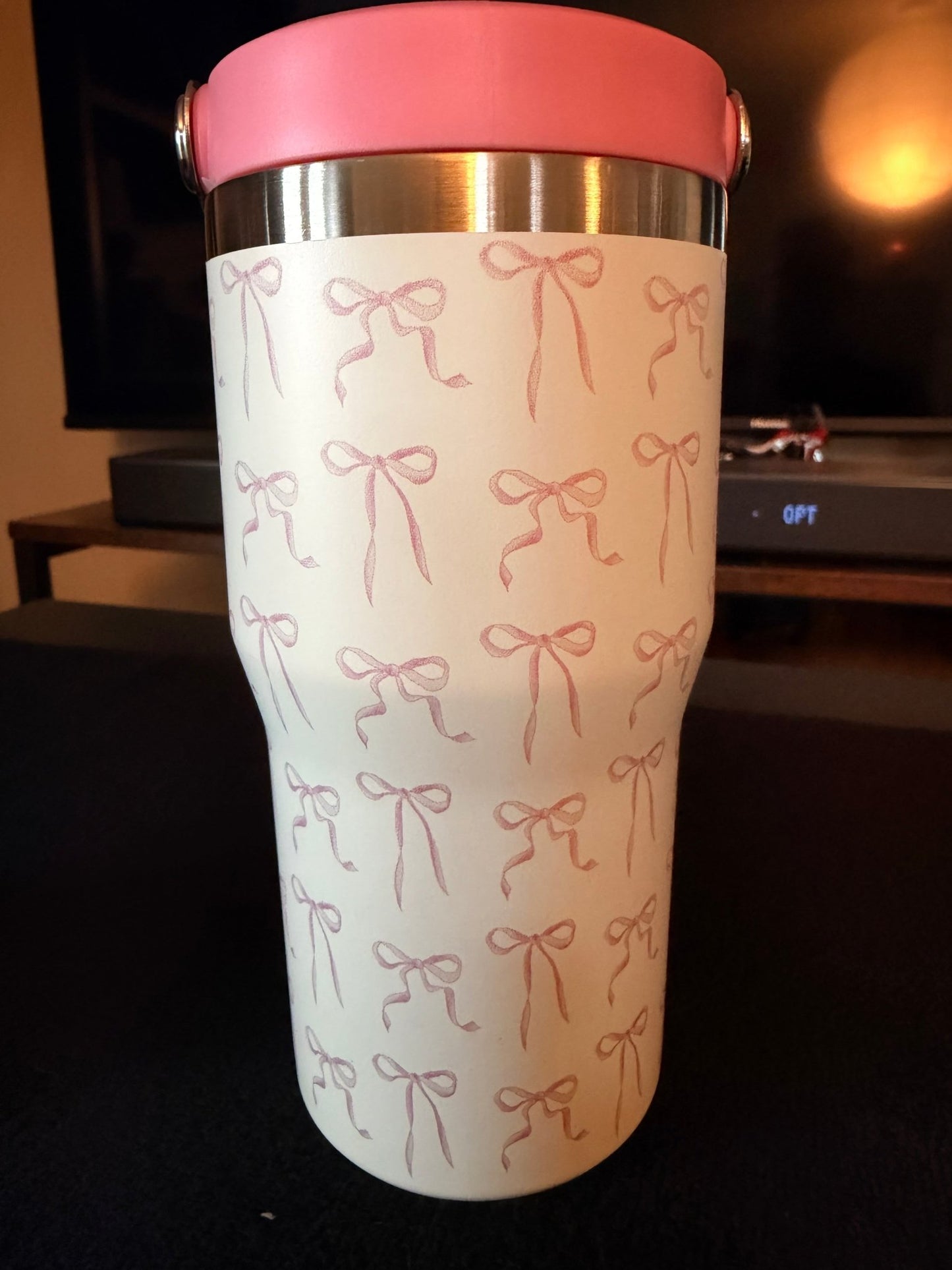 20oz Stainless Steel Tumbler (Flip straw with handle on top) – custom engraved gift by Kiwi Creations