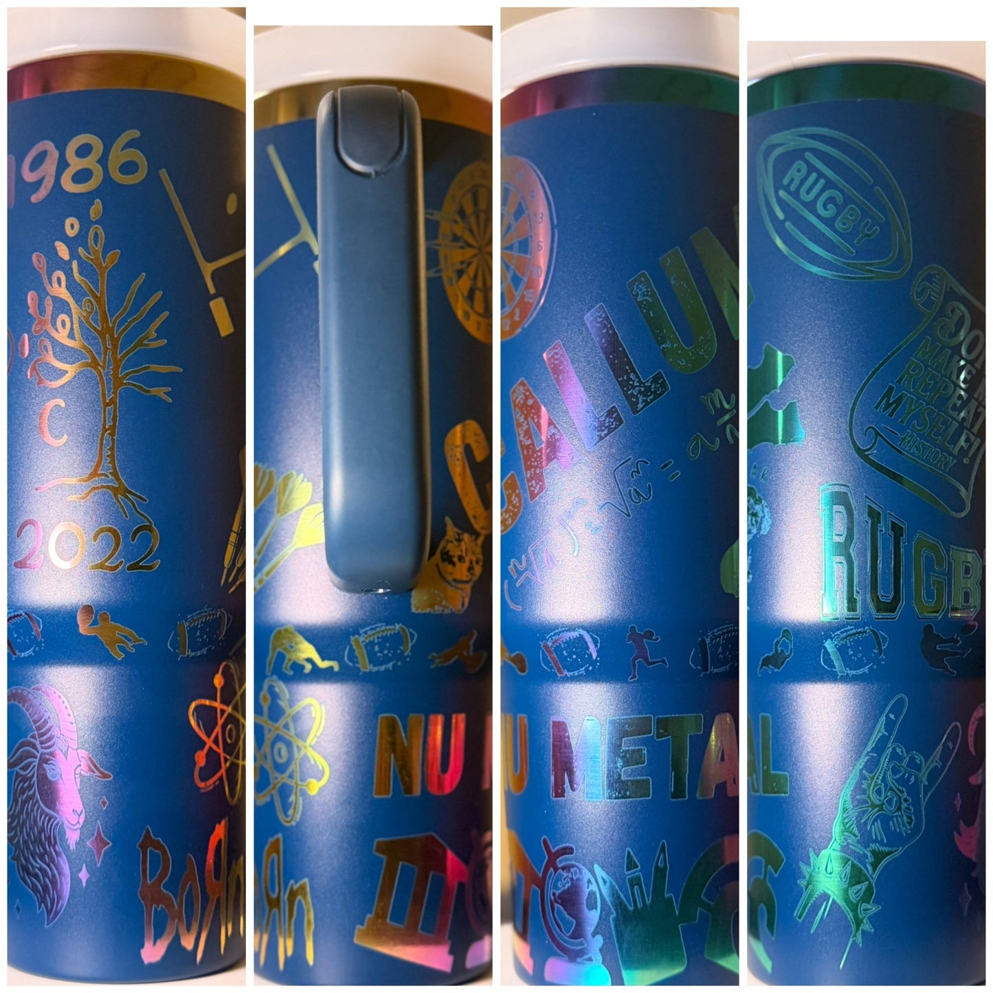 40oz (1200ml) Iridescent (Removable straw with side handle) – custom engraved gift by Kiwi Creations