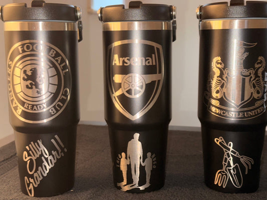 30oz (900ml) Nitro Stainless Steel Tumbler (Flip straw with handle on top) – custom engraved gift by Kiwi Creations