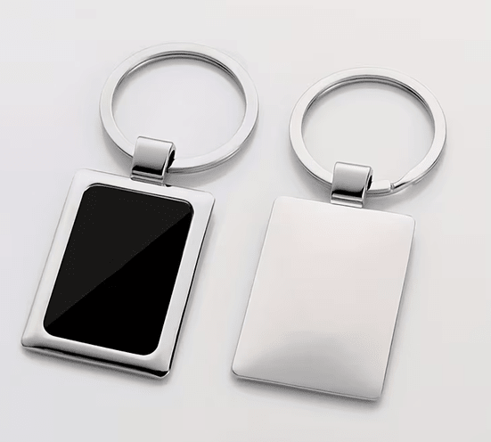Key Ring (SS Rectangle Insert) - Black – custom engraved gift by Kiwi Creations