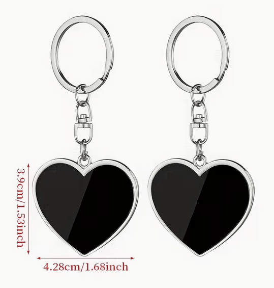 Key Ring (Key Ring SS Heart Insert) - Black – custom engraved gift by Kiwi Creations